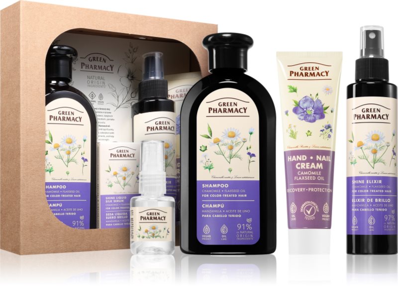 Green Pharmacy Chamomile & Flaxseed oil Set set cadou pentru păr vopsit