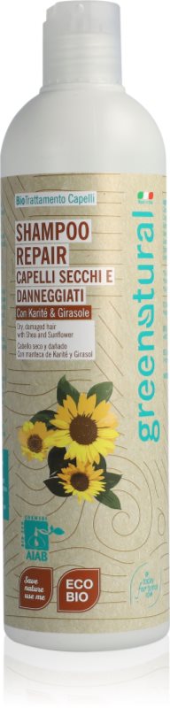 Greenatural Shampoo Repair sampon pentru regenerare pentru păr uscat și deteriorat cu unt de shea 400 ml