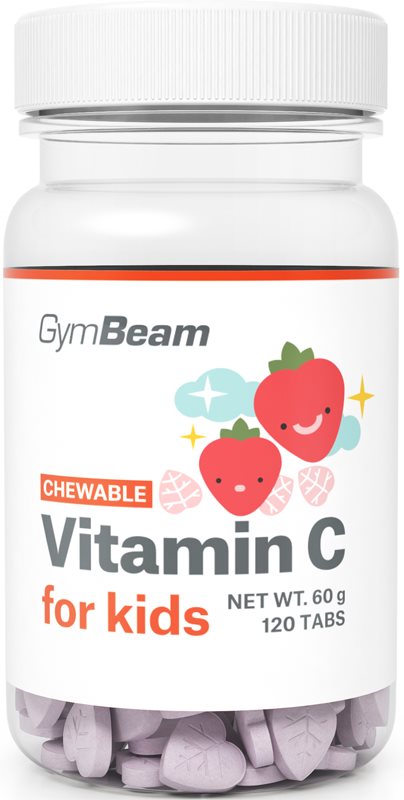 GymBeam Vitamin C for Kids tablete cu vitamina C aroma Strawberry 60 g