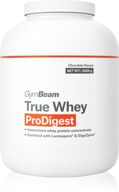 GymBeam True Whey ProDigest proteine din zer cu enzime digestive aroma Chocolate 2000 g