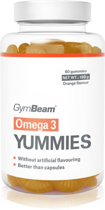 GymBeam Omega 3 Yummies bomboane tip jeleu cu acizi grași esențiali aroma Orange 180 g