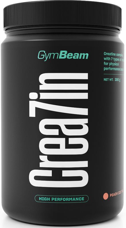 GymBeam Creatine Crea7in favorizează formarea masei musculare aroma Peach Ice Tea 300 g