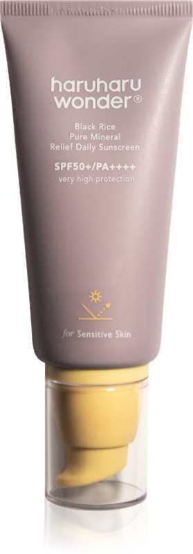 Haruharu Wonder Black Rice Pure Mineral Relief Daily Sunscreen cremă minerală de protecție cu efect calmant SPF 50+ 50 ml