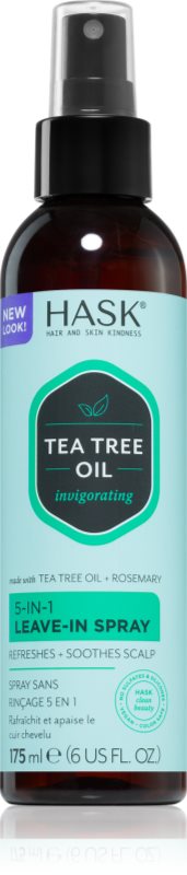 HASK Tea Tree Oil & Rosemary spray care nu necesita clatire pentru un scalp uscat, atenueaza senzatia de mancarime 175 ml