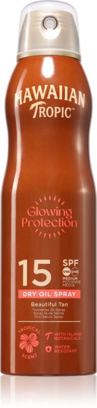 Hawaiian Tropic Glowing Protection Dry Oil Spray spray protector pentru plajă SPF 15 177 ml
