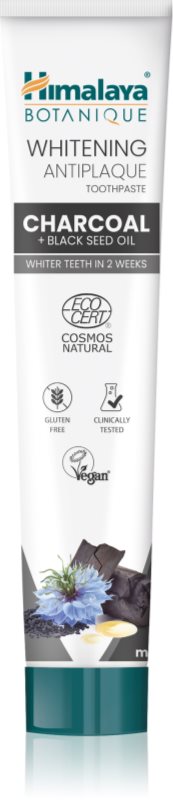 Himalaya Herbals Whitening Antiplaque Charcoal + Black Seed Oil Pasta de dinti albire cu cărbune activ 75 ml