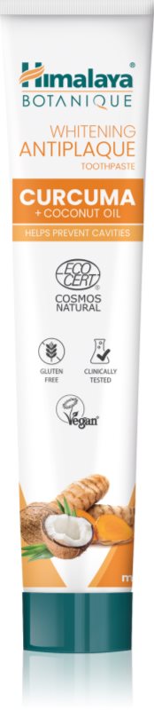 Himalaya Herbals Whitening Antiplaque Curcuma & Coconut Oil pasta de dinti anti-placa bacteriana si gingii sănătoase 75 ml