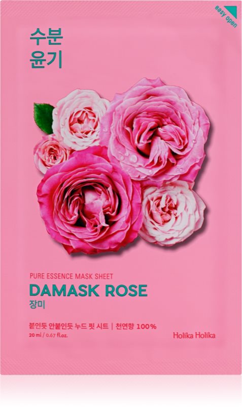 Holika Holika Pure Essence Damask Rose Masca hidratanta cu efect revitalizant sub forma de foaie 20 ml
