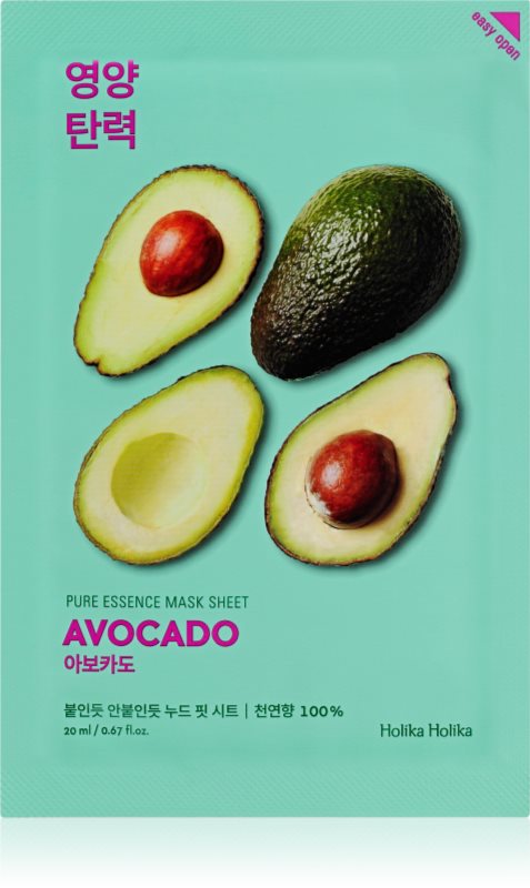 Holika Holika Pure Essence Avocado mască textilă calmantă 20 ml