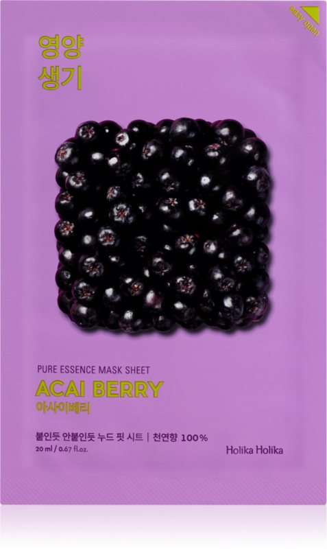 Holika Holika Pure Essence Acai Berry mască textilă exfoliantă 23 ml