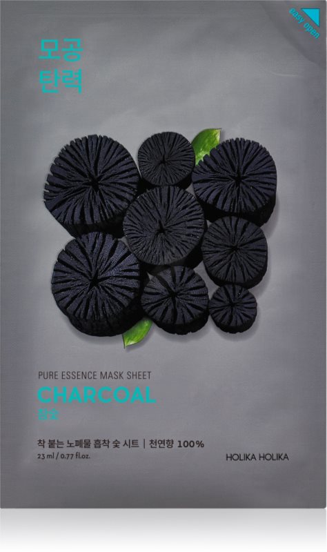 Holika Holika Pure Essence Charcoal mască textilă purificatoare, cu cărbune activ 23 ml