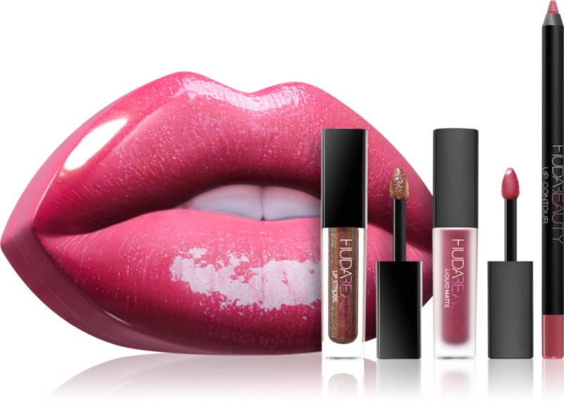 Huda Beauty Contour & Strobe Lip Set set cadou culoare Trophy Wife & Shameless