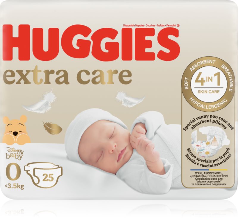 Huggies Extra Care Size 0 scutece de unică folosință <4 kg 25 buc
