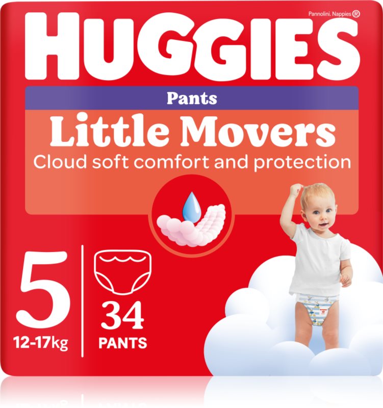 Huggies Little Movers Pants scutece de unică folosință tip chiloțel 12-17 kg 34 buc