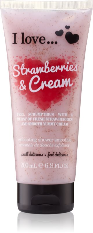 I Love Strawberries & Cream gel de duș cu efect exfoliant 200 ml