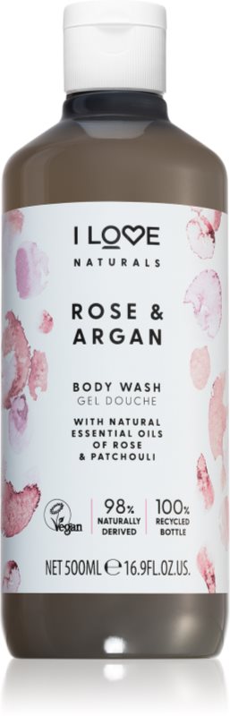 I Love Naturals Rose & Argan gel de dus imbatator cu aromă de trandafiri 500 ml