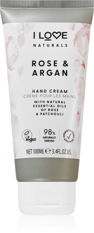 I Love Naturals Rose & Argan crema de maini hidratanta cu aromă de trandafiri 100 ml