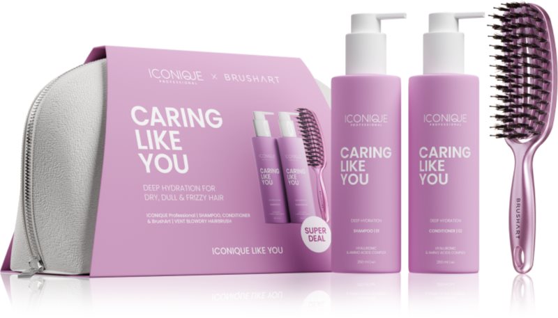 ICONIQUE Professional CARING LIKE YOU Set Shampoo 250 ml Conditioner 250 ml BrushArt Brush set cadou pentru par si scalp