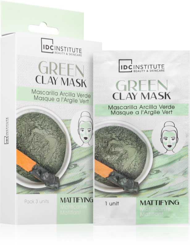 IDC Institute Green Clay Mask spumă de curățare cu efect matifiant unt de shea 3x8 g