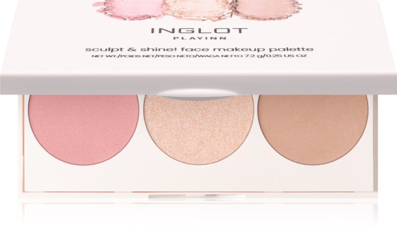 Inglot Face Palette iluminator, pudră bronzantă și blush