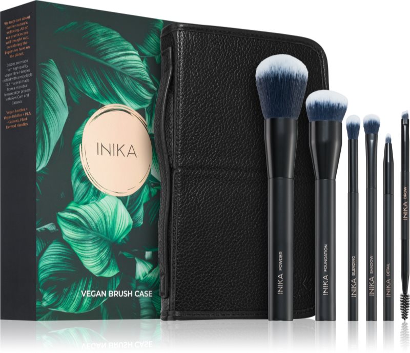 INIKA Organic Brush Case With Brushes set de pensule cu husă 1 buc