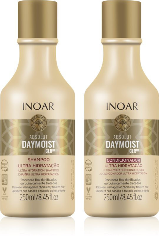 INOAR Absolut Daymoist CLR™ set pentru par uscat si vopsit 2x250 ml