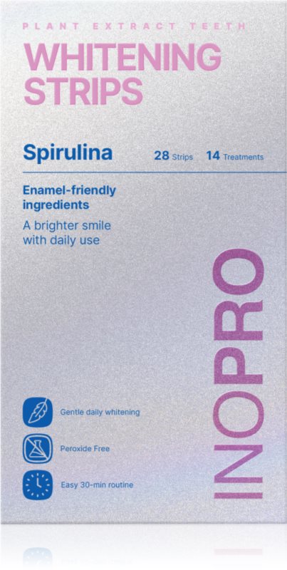 InoPro Green Whitening Strips Spirulina benzi pentru ablirea dintilor pentru dinti bez peroxidu 28 buc