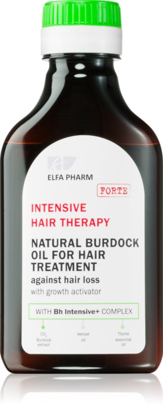 Elfa Pharm Intensive Cosmetic Intensive Hair Therapy Natural Burdock Oil For Hair Treatment Ulei contra caderii parului cu activator de crestere 100 ml