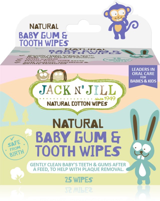 Jack N’ Jill Natural Șervețele umede pentru a proteja dintii si gingiile 25 buc