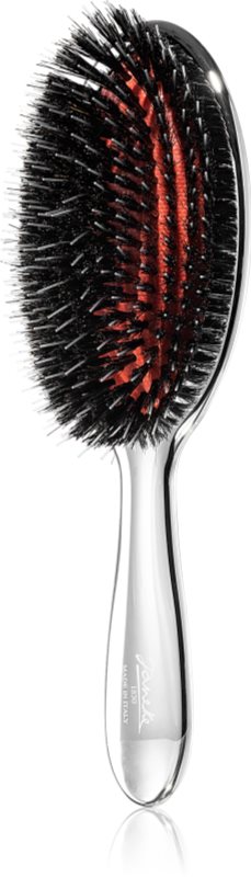 Janeke Chromium Line Air-Cushioned Brush with Bristles and Nylon Reinforcement perie ovală pentru păr 22 x 7 cm 1 buc