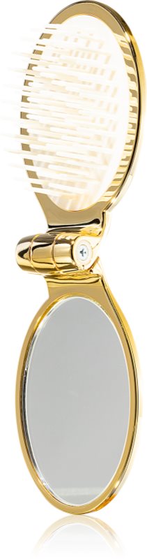 Janeke Gold Line Golden Folding Hair-Brush with Mirror pieptene de păr cu oglinda mica 9,5 x 5,5 x 3,5 cm 1 buc