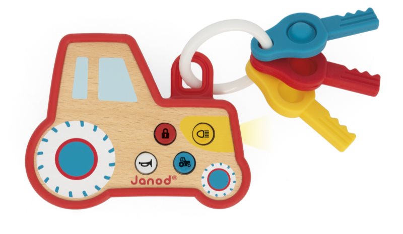 Janod Sound and Light Tractor Keychain jucărie cu activități din lemn 18m+ 1 buc