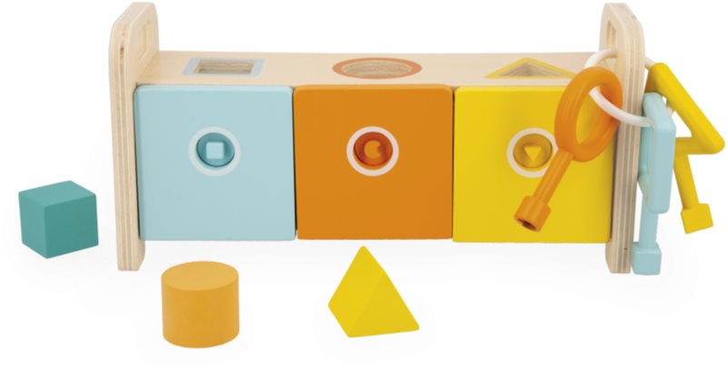 Janod Shape Sorter Box with Keys jucărie interactivă cu piese care se pot insera 18m+ 1 buc