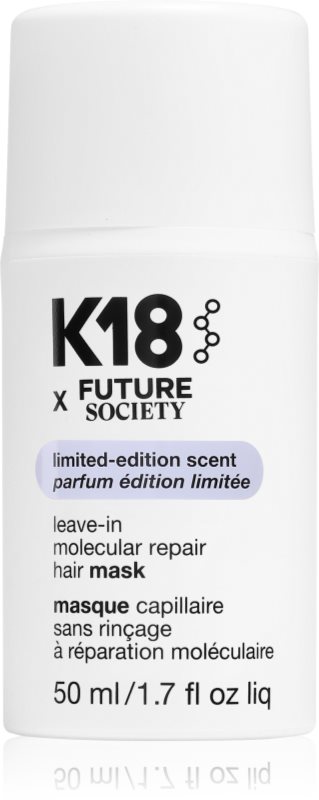 K18 Future x Society Leave-in Molecular Repair Hair Mask masca intensă de întinerire pentru părul decolorat, vopsit și tratat chimic 50 ml