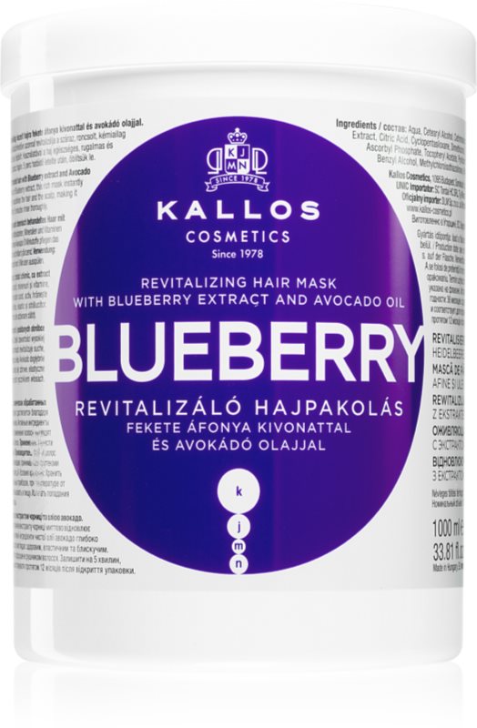 Kallos KJMN Professional Blueberry masca revitalizanta pentru par uscat, deteriorat si tratat chimic