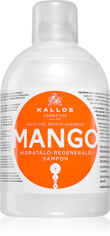 Kallos KJMN Professional Mango sampon hidratant pentru par uscat, deteriorat si tratat chimic 1000 ml