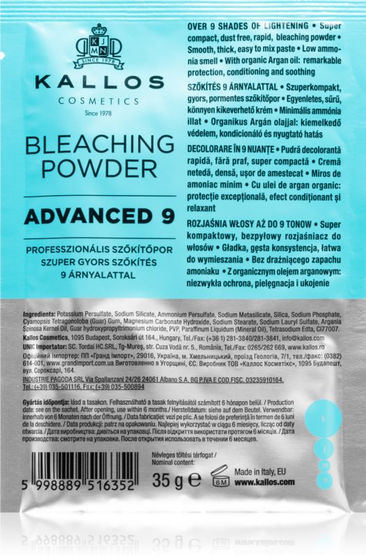 Kallos Bleaching Powder Advanced 9 pudră pentru decolorare și crearea șuvițelor 35 g