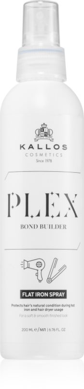 Kallos Plex Flat Iron Spray spray cu protecție termică, pentru aranjarea cu placa și cu ondulatorul pentru par degradat sau tratat chimic 200 ml
