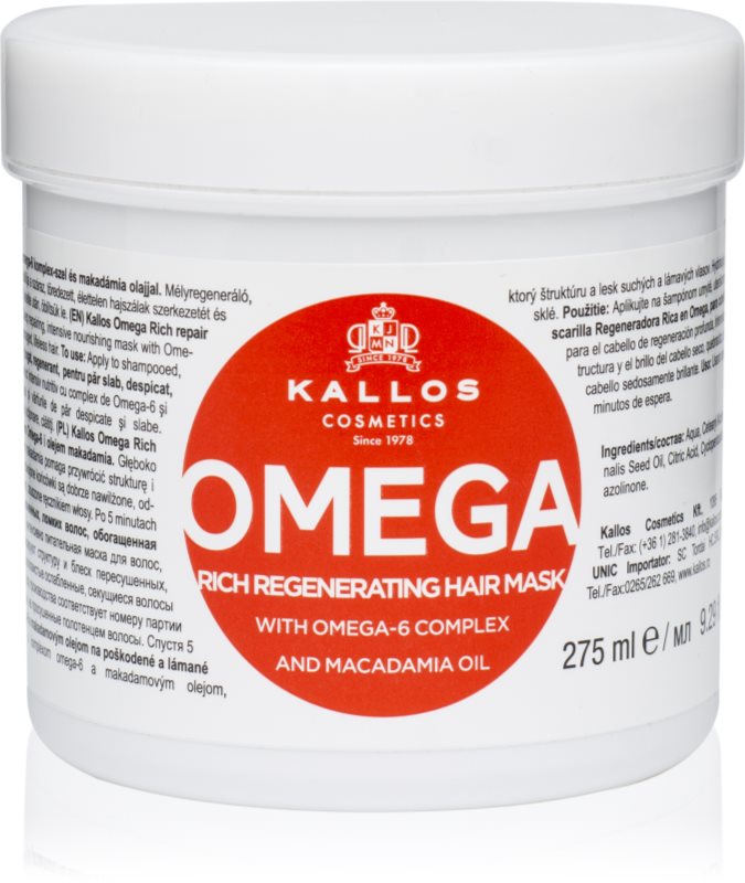 Kallos KJMN Professional Omega masca de par hranitoare cu ulei de macadamia si complex omega 6