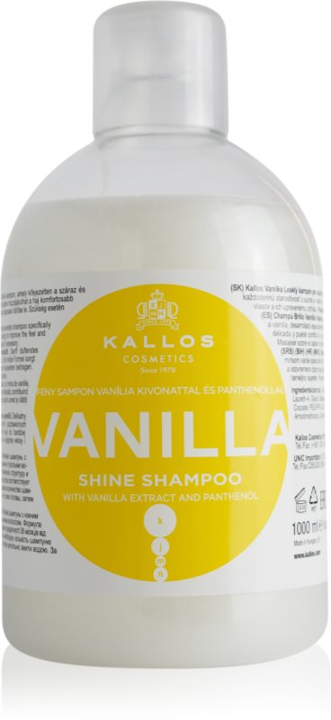 Kallos KJMN Professional Vanilla sampon pentru stralucire pentru par uscat 1000 ml