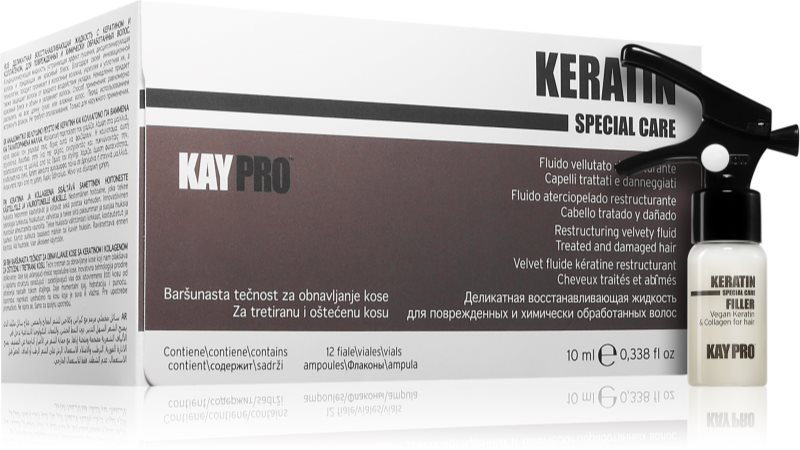 Kaypro Keratin Filler fluid pentru par deteriorat pentru uz profesonial 12x10 ml