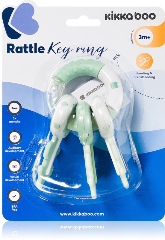 Kikkaboo Rattle Keychain jucărie zornăitoare 3 m+ Mint 1 buc