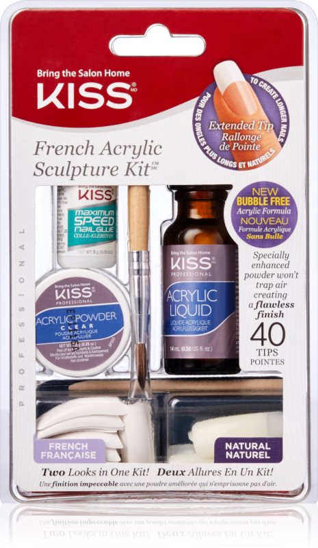 KISS French Acrylic Sculpture Kit set pentru manichiura frantuzeasca 40 buc