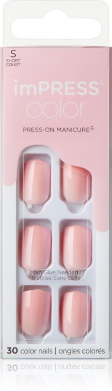 KISS imPRESS Color Short unghii artificiale autoadeziv Pick Me Pink 30 buc