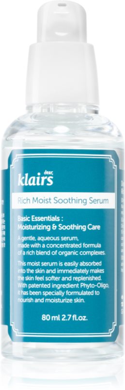 Klairs Rich Moist Soothing Serum ser facial calmant cu efect de hidratare 80 ml