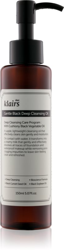 Klairs Gentle Black Deep Cleansing Oil ulei pentru curatarea profunda pentru ten gras 150 ml