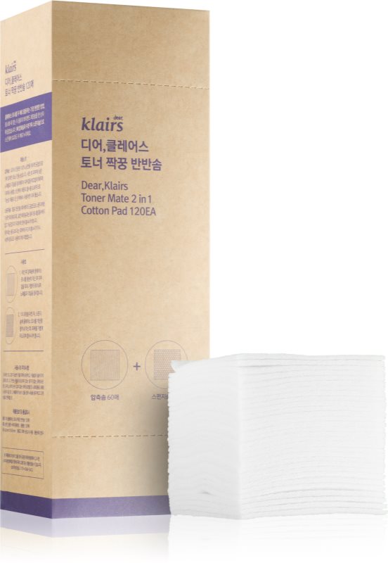 Dear Klairs Supple Preparation Toner Mate Cotton Pad tampoane cosmetice pentru demachierea și curățarea tenului 120 buc