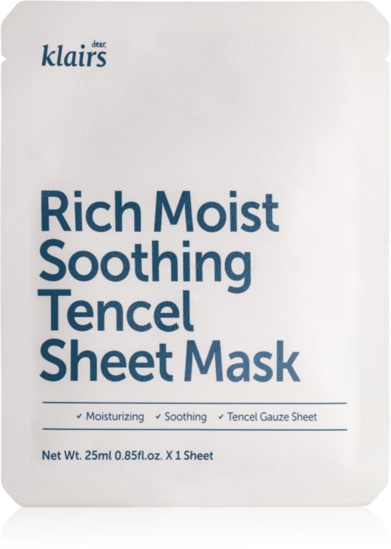 Klairs Rich Moist Soothing Tencel Sheet Mask mască textilă calmantă cu efect de hidratare 25 ml