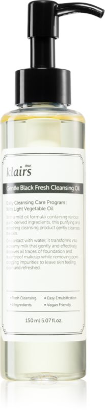 Klairs Gentle Black Fresh Cleansing Oil ulei de curățare blând pentru ten gras 150 ml
