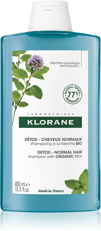 Klorane Organic Mint șampon detoxifiant pentru curățare pentru par normal 400 ml
